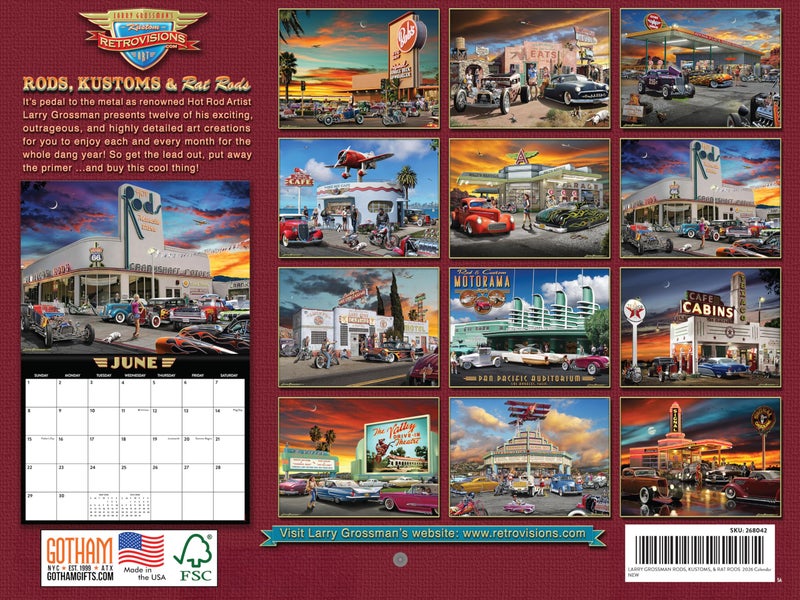 Poster Foundry Hot Rod Calendar 2026 Larry Grossman Classic Muscle Car Monthly Wall Calender 12 Month | American Made In The USA - Image 2
