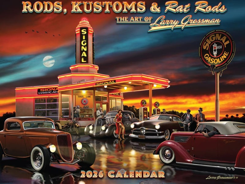 Poster Foundry Hot Rod Calendar 2026 Larry Grossman Classic Muscle Car Monthly Wall Calender 12 Month | American Made In The USA - Image 1