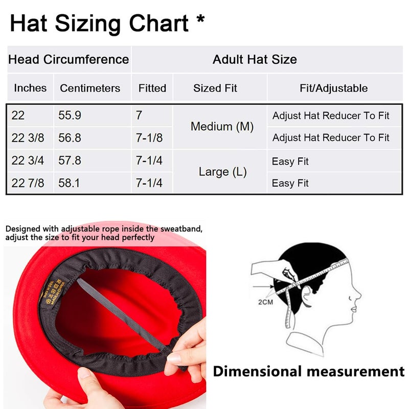 LADYBRO Wool Fedora Hats for Men - Red Trilby for Winter Warm 1920s Accessories, 7 1/4 - Image 3