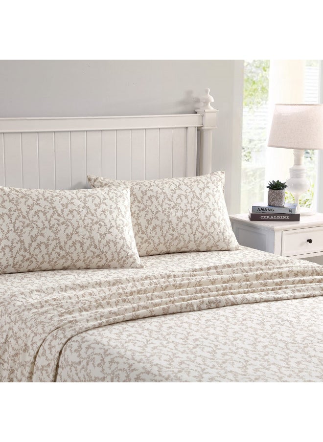 LAURA ASHLEY - Laura Ashley Home - King Sheets, Cotton Flannel Bedding Set, Brushed for Extra Softness & Comfort (Victoria, King) - Image 1