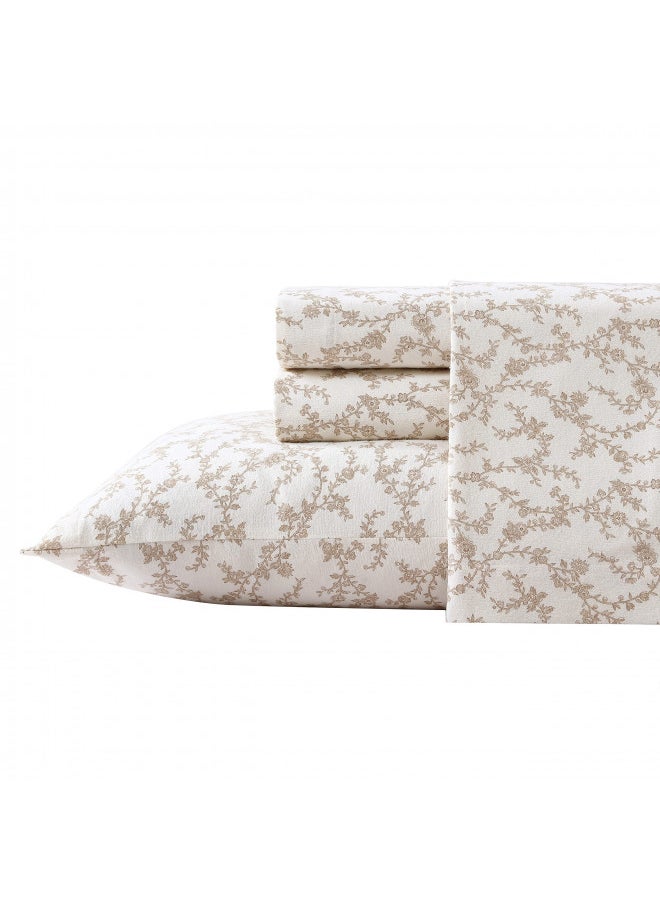 LAURA ASHLEY - Laura Ashley Home - King Sheets, Cotton Flannel Bedding Set, Brushed for Extra Softness & Comfort (Victoria, King) - Image 1