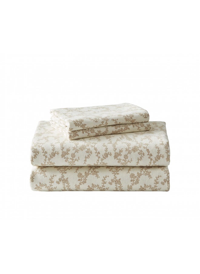 LAURA ASHLEY - Laura Ashley Home - King Sheets, Cotton Flannel Bedding Set, Brushed for Extra Softness & Comfort (Victoria, King) - Image 1