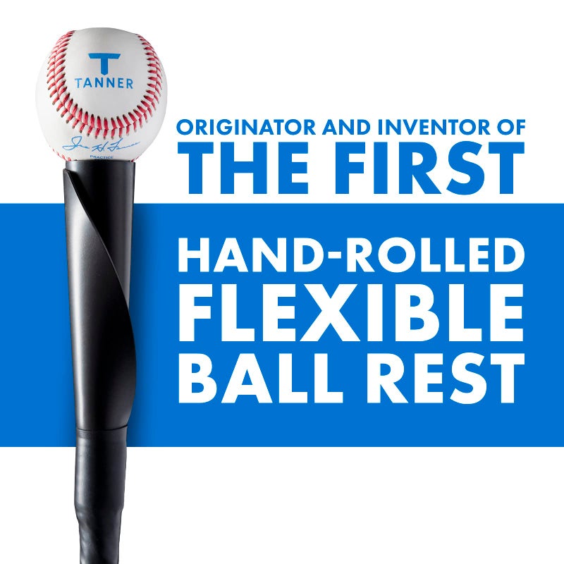 Tanner Tee The Original Professional - Style Baseball Tee Softball Adult Batting Tee with Durable Composite Base, Hand-rolled Flexible Rubber Ball Rest, Adjustable: 26" to 43", Durable Steel Stem - Image 2
