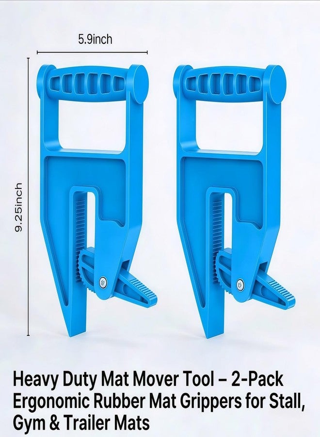 Heavy Duty Mat Mover Tool, Rubber Mat Grippers for Stall, Gym & Trailer Mats, Ergonomic Back-Saver Design, 2-Pack - Image 2