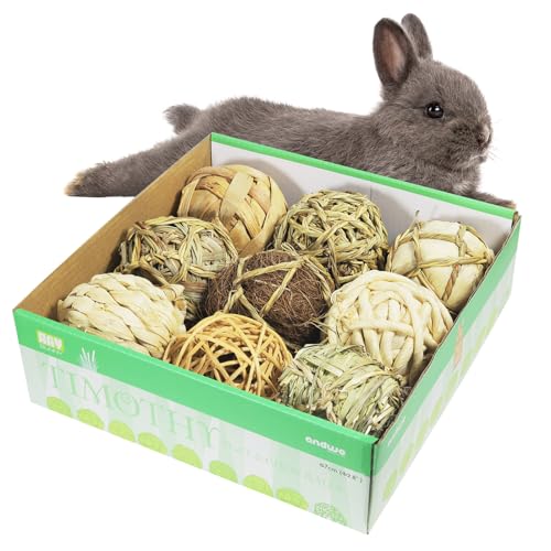andwe Small Animals Play Balls Rolling Chew Toys Gnawing Treats for Rabbits Guinea Pigs Chinchilla Bunny Degus Pet Cage Entertainment Accessories Pack of 9 - Image 1