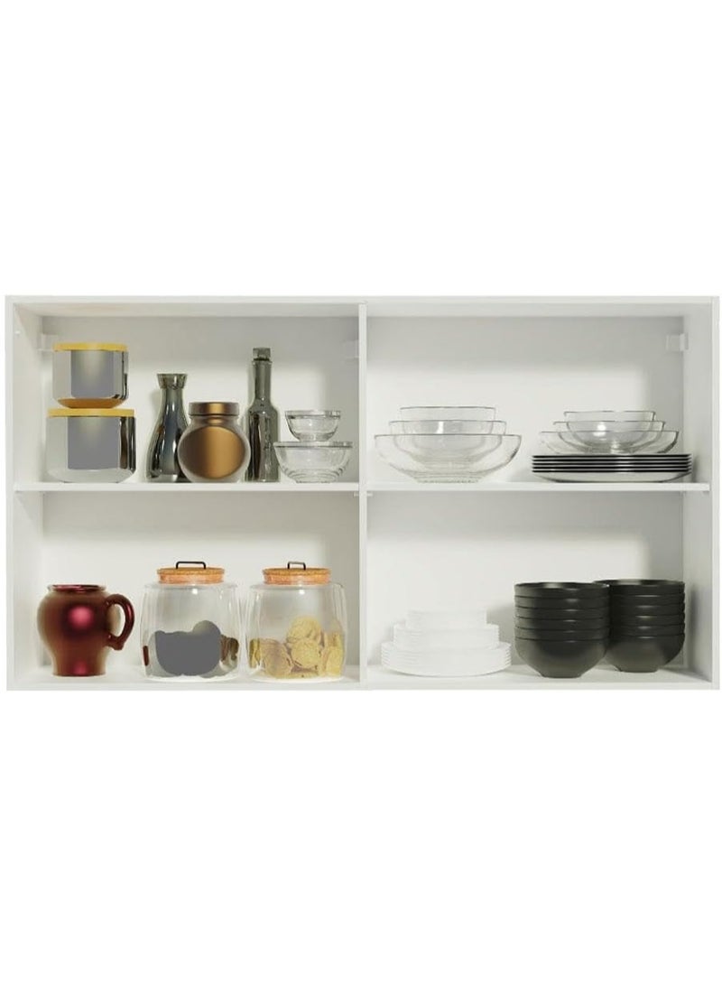 دولاب علوي خشبي ببابين للمطبخ من ماديسا لون أبيض - Image 2