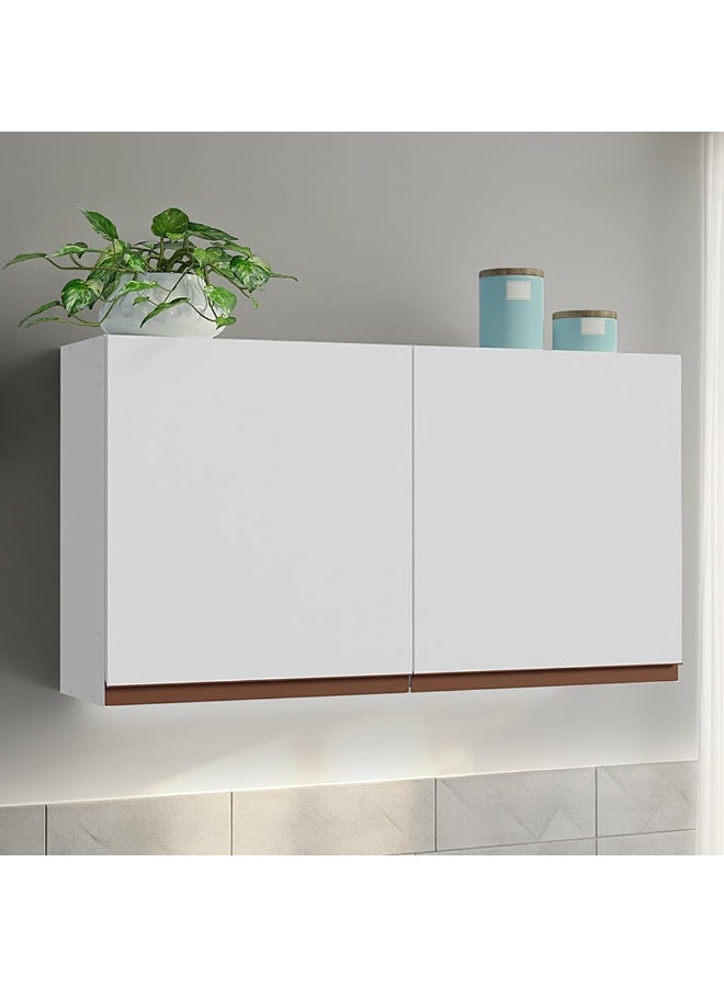 دولاب علوي خشبي ببابين للمطبخ من ماديسا لون أبيض - Image 1