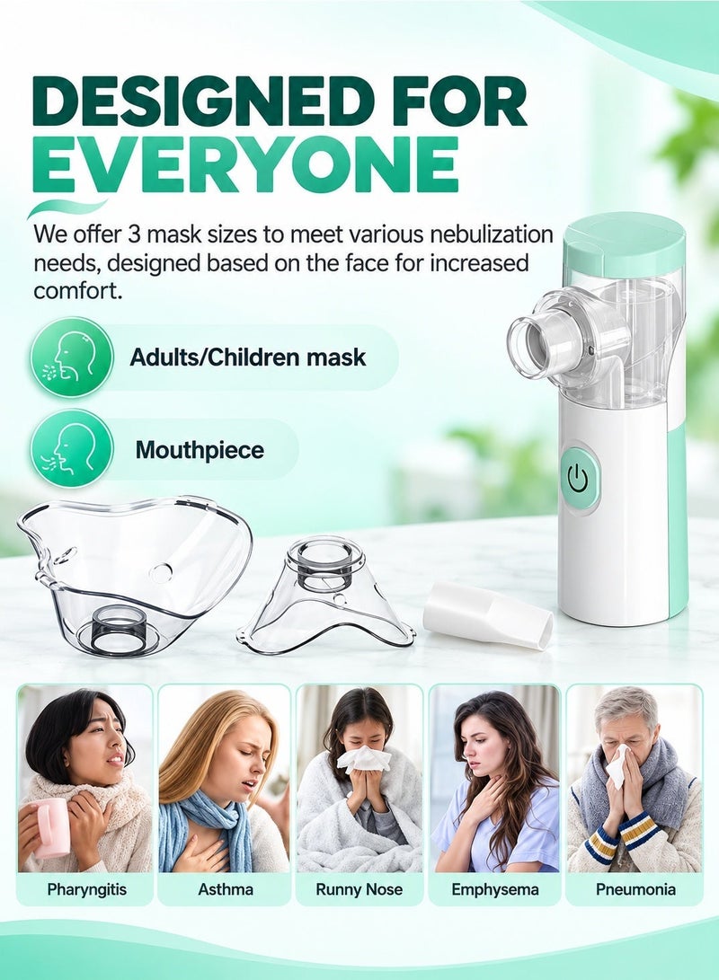 Univer Tang Portable Mesh Nebulizer,Handheld Mini Vaporizers,Ultrasonic steamer Inhaler for Adults and and Kids, USB & AA Battery Powered Auto-Clean Steam Atomizer with Masks and Mouthpieces for Breathing Problems - Image 3