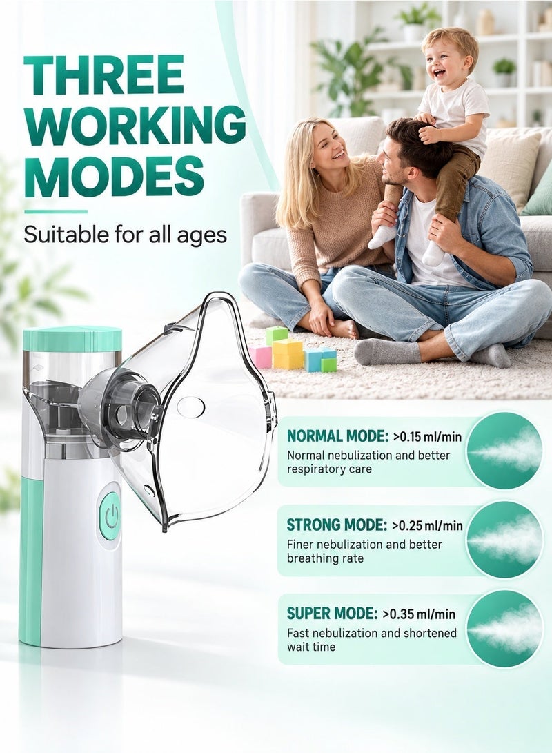 Univer Tang Portable Mesh Nebulizer,Handheld Mini Vaporizers,Ultrasonic steamer Inhaler for Adults and and Kids, USB & AA Battery Powered Auto-Clean Steam Atomizer with Masks and Mouthpieces for Breathing Problems - Image 4