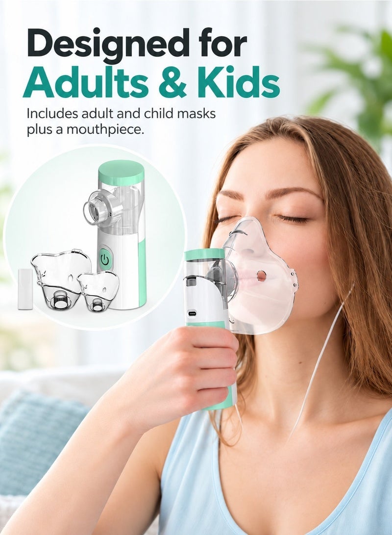 Univer Tang Portable Mesh Nebulizer,Handheld Mini Vaporizers,Ultrasonic steamer Inhaler for Adults and and Kids, USB & AA Battery Powered Auto-Clean Steam Atomizer with Masks and Mouthpieces for Breathing Problems - Image 5