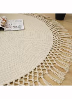 HOME TASTE Hometaste Round Area Rug - Soft Non-Slip Easy-Care Floor Mat For Living Room, Bedroom, Hallway, Office - Handwoven Jute Braided Rug With Boho Charm - 100Cm And 120Cm Circle Rug (Design_ 5, 120 X 120 Cm) 