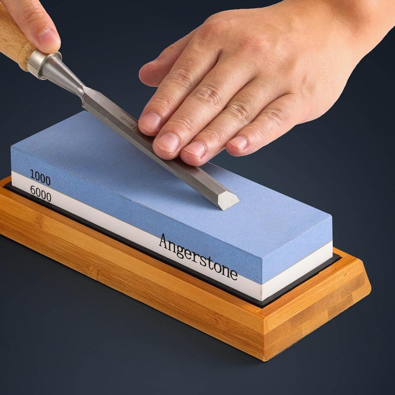 Angerstone Premium Knife Sharpening Stone–Whetstone 1000/6000 Grit, Whetstone Knife Sharpener with NonSlip Base, Best Wet Stone Sharpening Kit, Angle Guide - Image 5