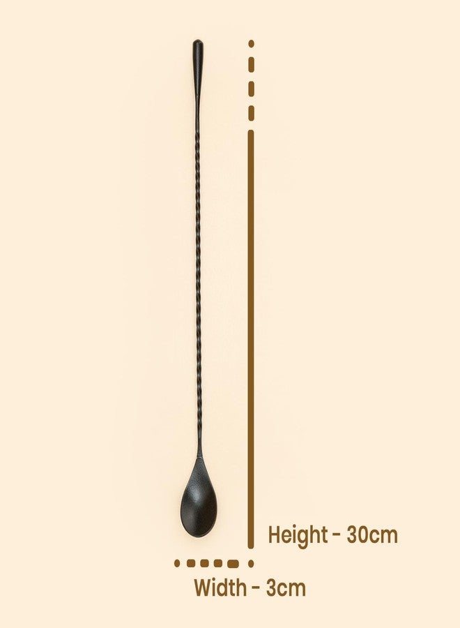 PicFest Stainless Steel Bar Spoon – 30cm Professional Cocktail Stirring Spoon with Teardrop Twisted Handle – Long Bar Stirrer for Mixing Cocktails, Durable Bartender Tool (1, Black) - Image 5
