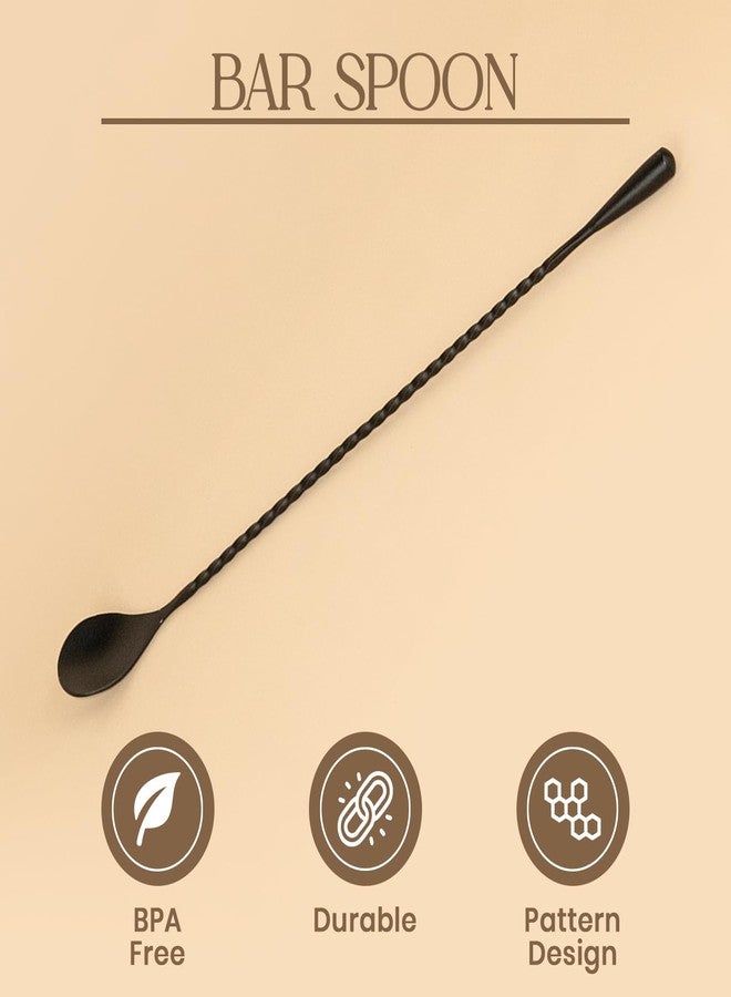 PicFest Stainless Steel Bar Spoon – 30cm Professional Cocktail Stirring Spoon with Teardrop Twisted Handle – Long Bar Stirrer for Mixing Cocktails, Durable Bartender Tool (1, Black) - Image 3