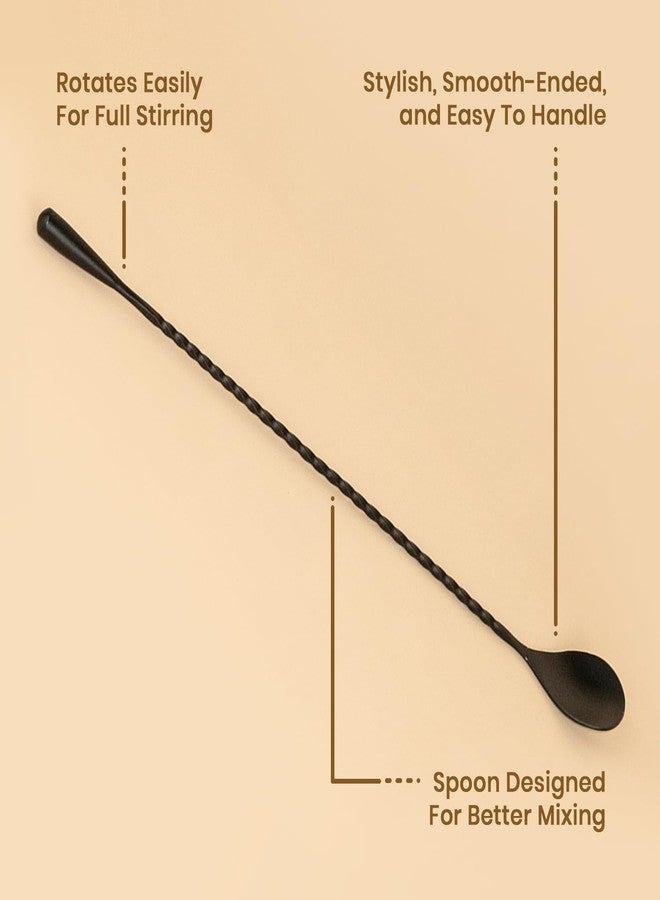 PicFest Stainless Steel Bar Spoon – 30cm Professional Cocktail Stirring Spoon with Teardrop Twisted Handle – Long Bar Stirrer for Mixing Cocktails, Durable Bartender Tool (1, Black) - Image 4