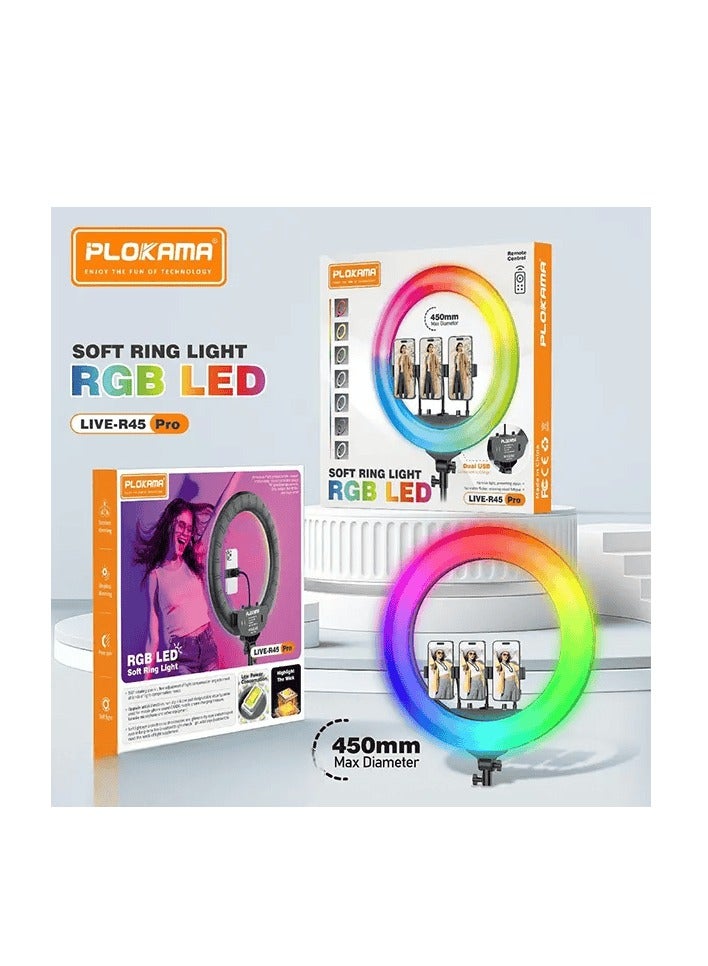 Plokama R45 Pro 17.5 Inch RGB Ring Light  Adjustable Brightness for Professional Photos & Content - Image 4