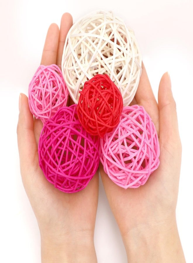 SANNIX 16 Pcs Valentine's Day Rattan Balls for Bowls,Pink and Red Decorative Balls Decor for Wedding Home Table Vase Decorations - Image 3