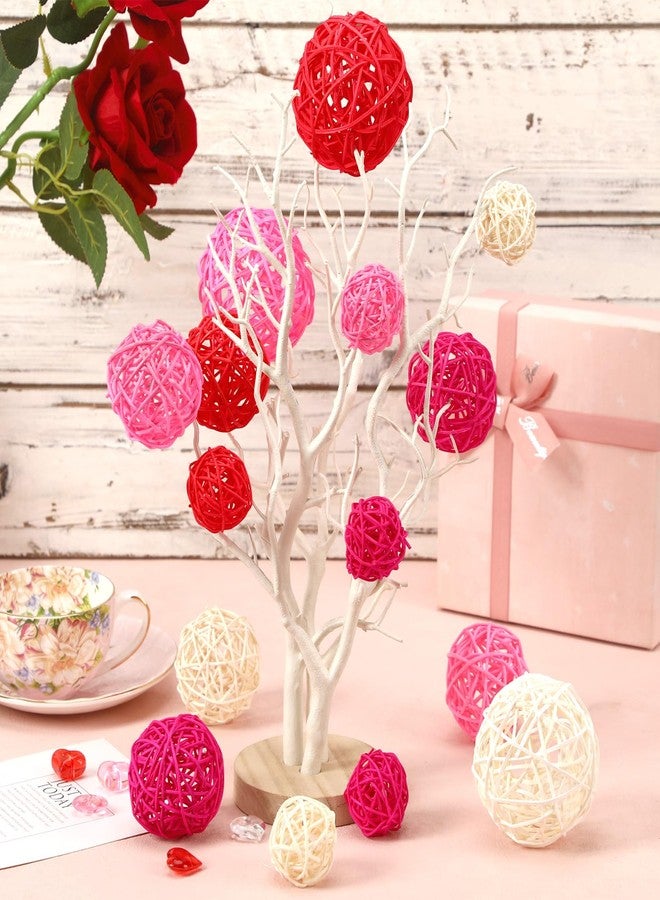 SANNIX 16 Pcs Valentine's Day Rattan Balls for Bowls,Pink and Red Decorative Balls Decor for Wedding Home Table Vase Decorations - Image 5
