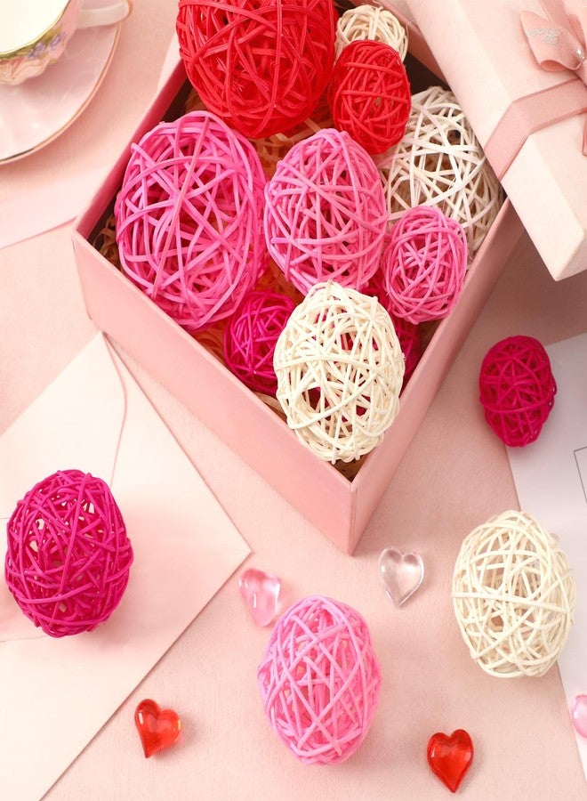 SANNIX 16 Pcs Valentine's Day Rattan Balls for Bowls,Pink and Red Decorative Balls Decor for Wedding Home Table Vase Decorations - Image 4