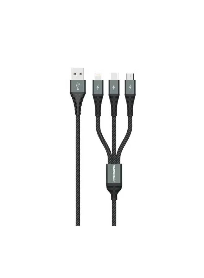 RIVERSONG 3-in-1 Fast Charging Cable (Type-A to Micro, Type-C, Lightning) - Image 1
