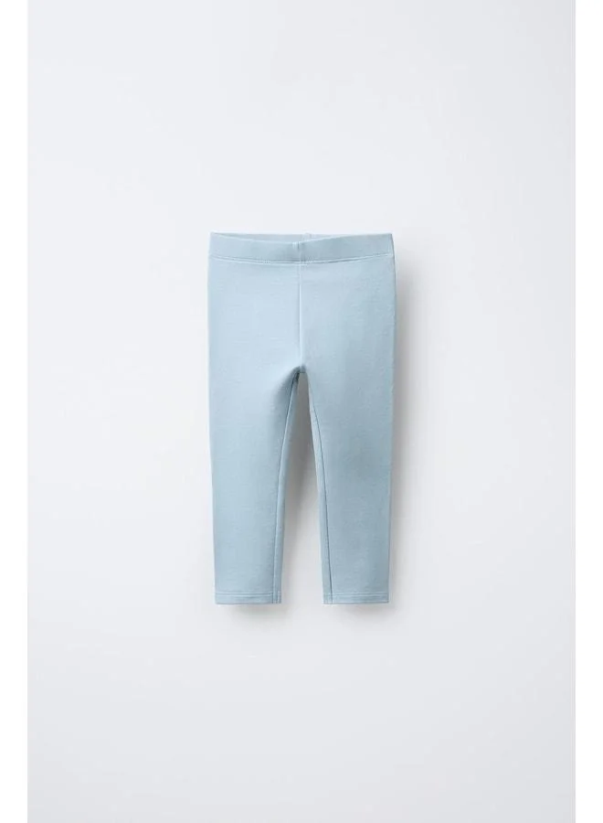 Magu Girls' 2-Pack Cotton Leggings Set – Light Blue & Navy, Stretchy Comfortable Fit