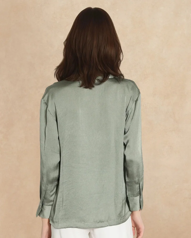 Rareism Women's Lapel Collar Full Sleeve Shirt