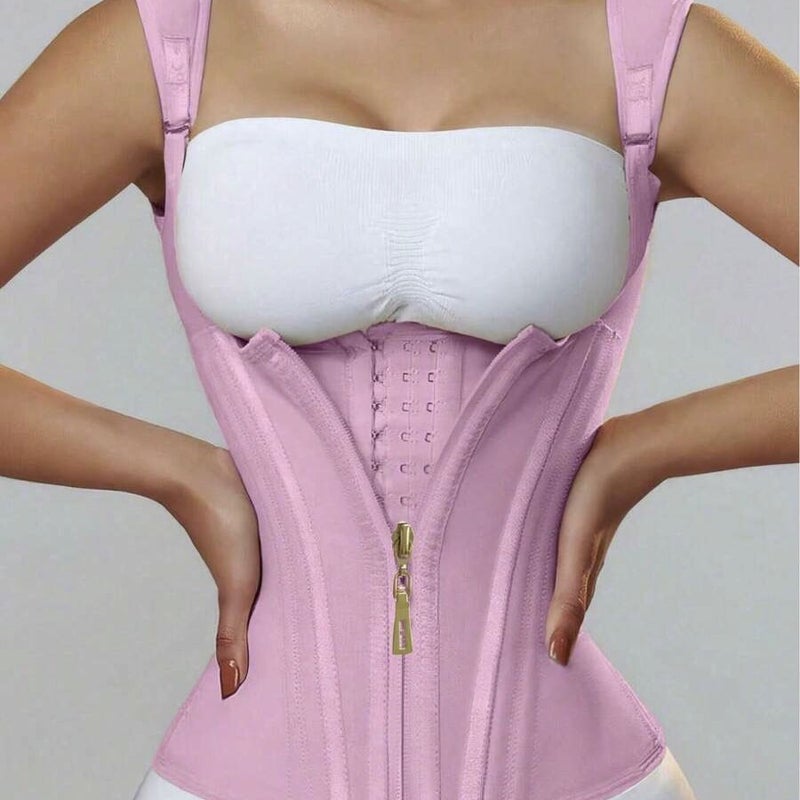 15 كورسيه سمكة الذاكرة فاجاس الرياضية بتحكم قوي في البطن بأسلوب زر وسحاب معزز باللاتكس وضغط مزدوج - Image 4