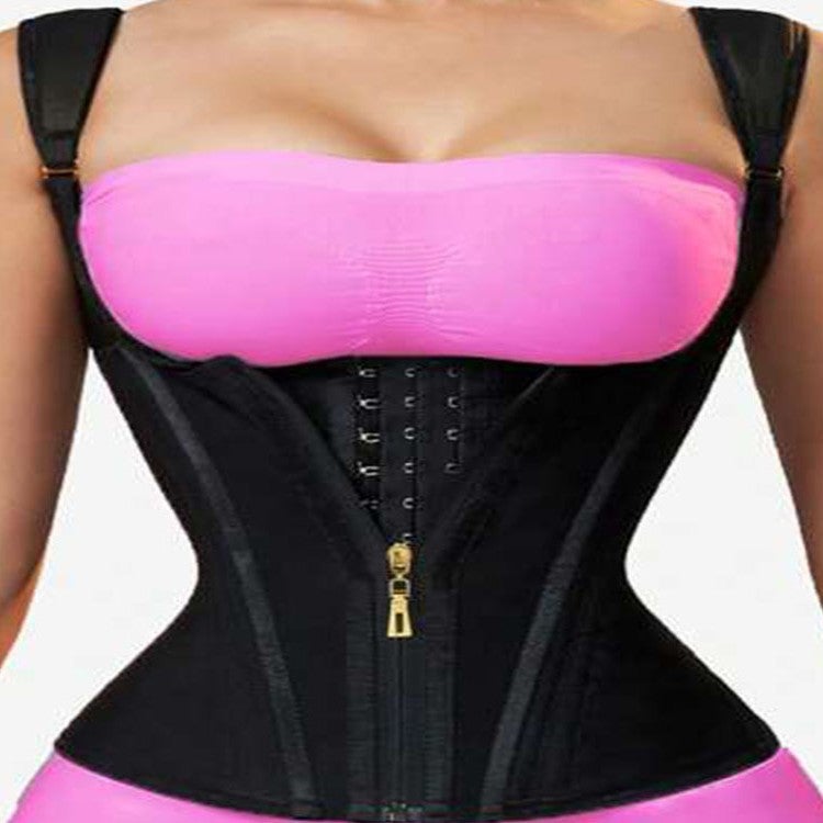 15 كورسيه سمكة الذاكرة فاجاس الرياضية بتحكم قوي في البطن بأسلوب زر وسحاب معزز باللاتكس وضغط مزدوج - Image 2