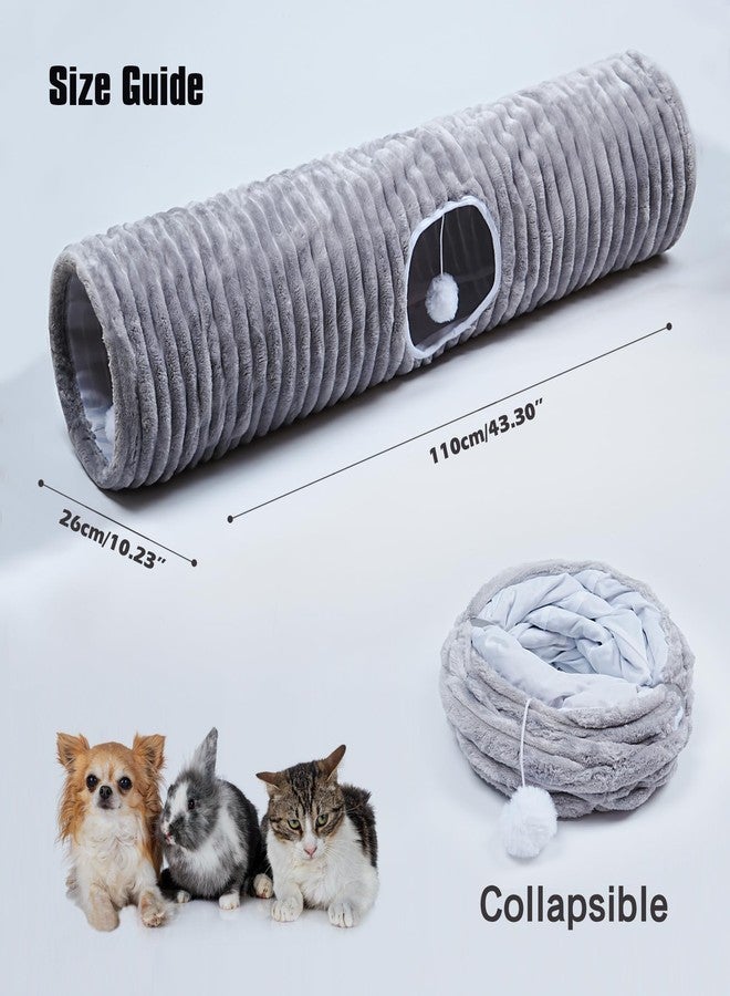 FORMYCATIE Luxurious Cat Tunnel,43" Straight Cat Tunnel Bed with Balls,Cat Toys for Indoor Cats,Collapsible Peekaboo Cat Cave for Kitten Toys (Gray Stripe) - Image 3