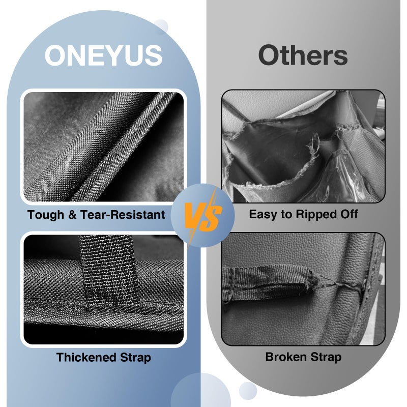 Oneyus Car Backseat Organizer with Table Tray(2-Pack) 9 Storage Pockets Backseat Car Organizer and storage with Tablet Holder, Kick Mats Back Seat Cover for Kids family Road Trip Essentials Travel - Image 5