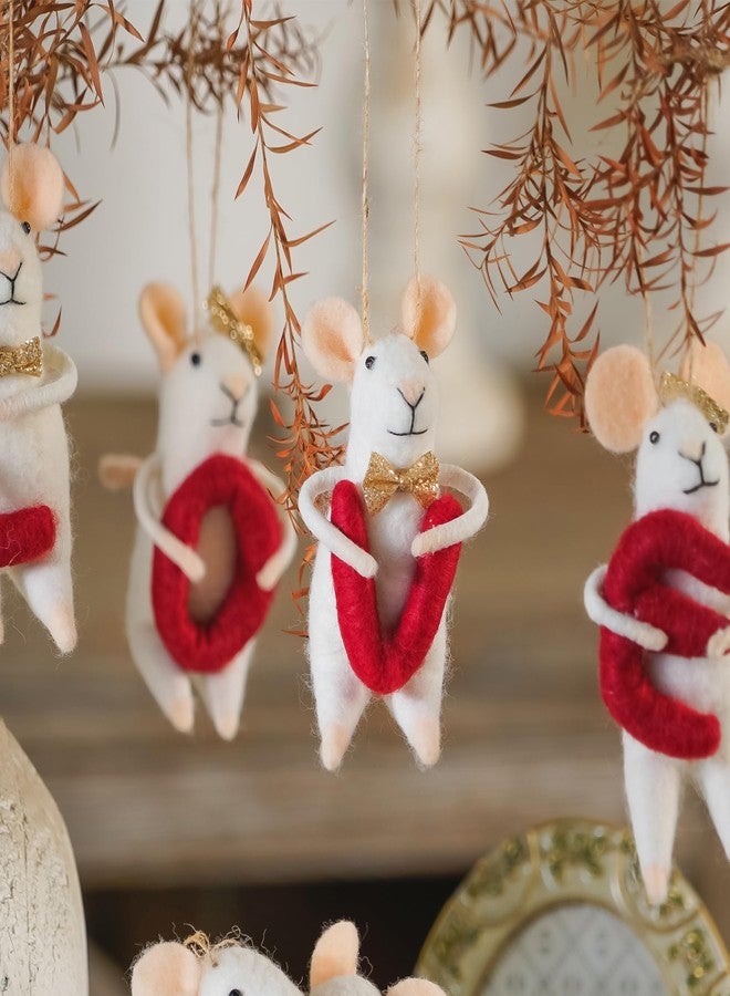 SOFFEE DESIGN Set of 5 Felt Mice Souvenirs Gifts for Wedding, White Felt Mouse Animal Figurines Tabletop Decor for Anniversary Party Valentine's Day Gift for Women - Image 5