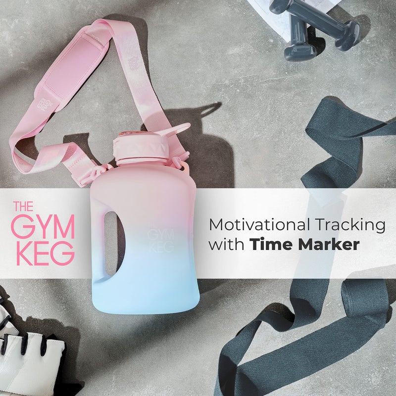 THE GYM KEG Half Gallon Water Bottle (74oz) | Gym Bottle with Straw Lid, Carry Strap Motivational Time Markings | Sport Water Bottles with Times to Drink, Large Reusable Bottle, Leakproof & BPA-free - Image 5