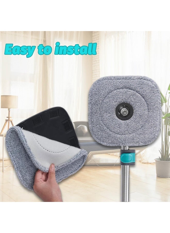 6 حزمة استبدال رأس مسح الميكروفايبر ، متوافق مع True & Tidy SPIN-800 TrueClean Mop M16 Spin Mop ، وسائد مسح الميكروفايبر المربعة مناسبة لمعظم مسح M16 مربع - Image 3