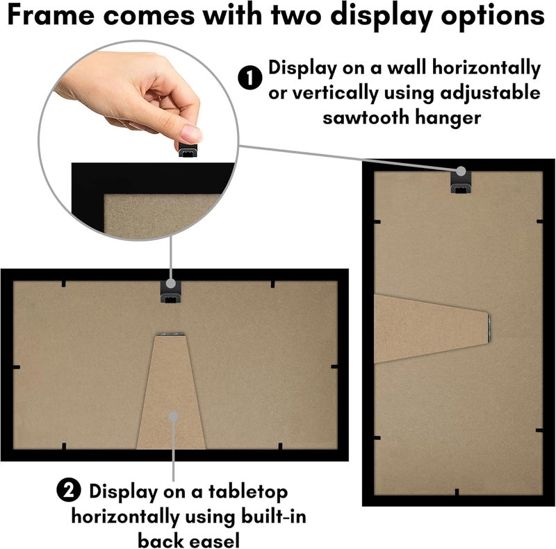 Americanflat 5x10 Picture Frame with Shatter-Resistant Glass - Signature Collection - Gallery-Style Frames Made of Engineered Wood - Photo Frame for Tabletop and Wall Display - Black - Image 5