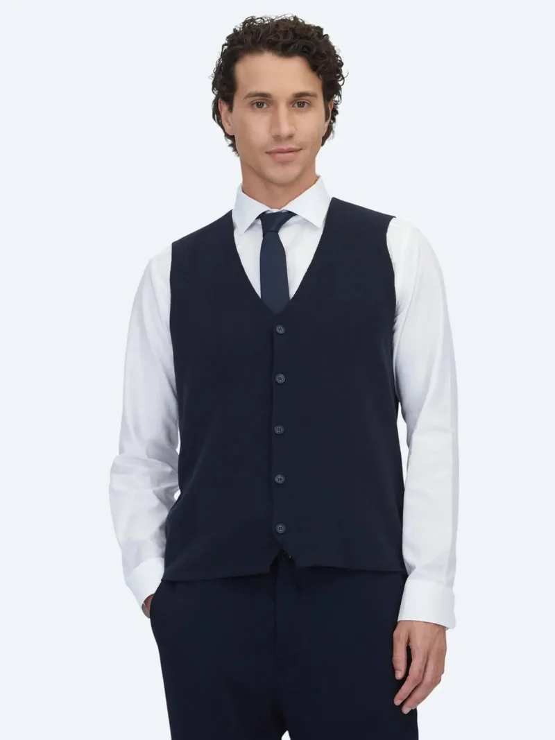 كيب سترة محبوكة كاجوال باللون الأزرق الداكن، بقصة عادية