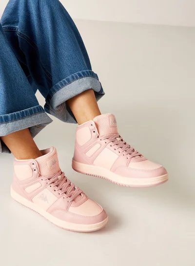 Kappa Women's Solid High Cut Sneakers with Lace-Up Closure Pink