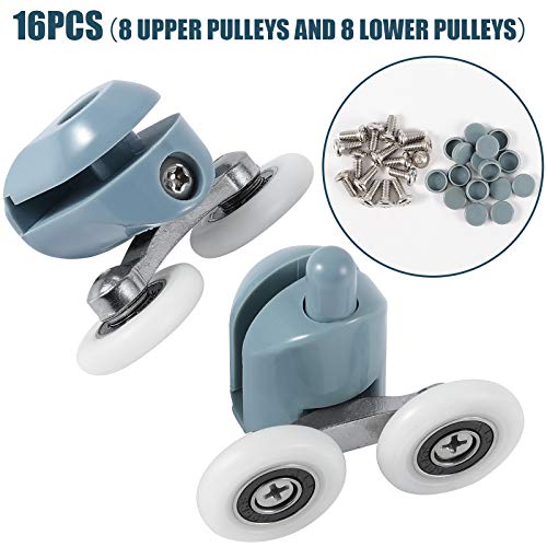 HOZEON 16 PCS Double Shower Door Rollers, 25 mm Stable and Ultra-Quiet Shower Door Wheels for Bathroom Pan Glass Sliding Door, 8 PCS Upper Rollers and 8 PCS Bottom Rollers - Image 3