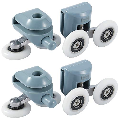 HOZEON 16 PCS Double Shower Door Rollers, 25 mm Stable and Ultra-Quiet Shower Door Wheels for Bathroom Pan Glass Sliding Door, 8 PCS Upper Rollers and 8 PCS Bottom Rollers - Image 4