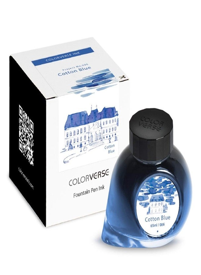 Colorverse Project Series Cotton Blue Fountain Pen Ink, 65ml Classic Bottle, Dye Based, Nontoxic, Suitable for All Fountain Pen for Everyday Writing in Office, Classrooms (NO.97) - Image 1