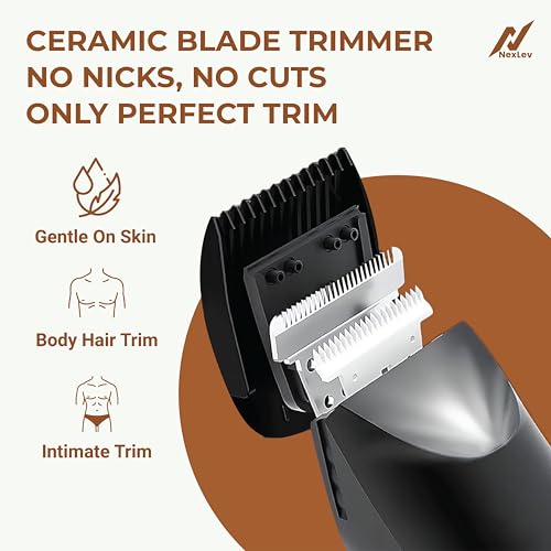 NexLev Intimate Trimmer for Men|Ceramic Blade|120 Min Runtime|Type C Charge | IPX7 Waterproof | 7000RPM Copper Motor| Cordless|LED Light| Travel Lock| Wet/Dry Groin & Body Shaver | Intimate Pro TM-03 - Image 4