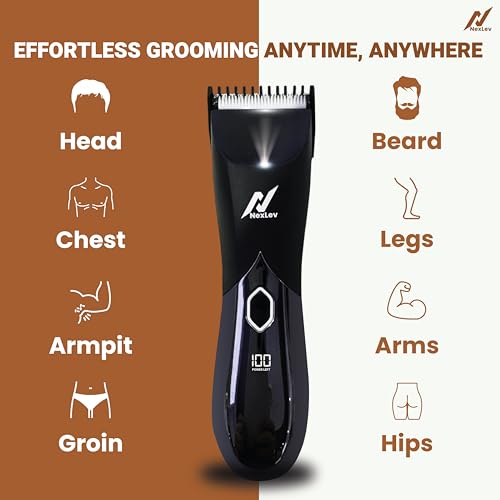 NexLev Intimate Trimmer for Men|Ceramic Blade|120 Min Runtime|Type C Charge | IPX7 Waterproof | 7000RPM Copper Motor| Cordless|LED Light| Travel Lock| Wet/Dry Groin & Body Shaver | Intimate Pro TM-03 - Image 2