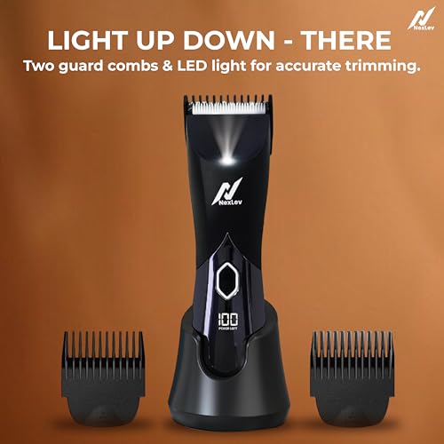 NexLev Intimate Trimmer for Men|Ceramic Blade|120 Min Runtime|Type C Charge | IPX7 Waterproof | 7000RPM Copper Motor| Cordless|LED Light| Travel Lock| Wet/Dry Groin & Body Shaver | Intimate Pro TM-03 - Image 5