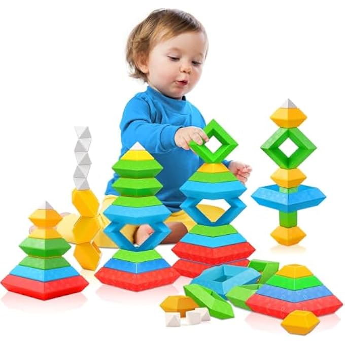 MONTESSORI TOYS FOR 1 2 3 4 YEAR OLD BOYS GIRLS TODDLERS PRESCHOOL LEARNING ACTIVITIES 30PCS BUILDING BLOCKS STACKING EDUCATIONAL TOYS,SENSORY TOYS BIRTHDAY GIFTS FOR KIDS AGE 1-2 2-4 - Image 1