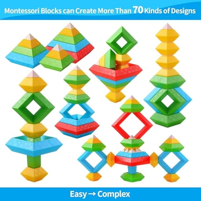 MONTESSORI TOYS FOR 1 2 3 4 YEAR OLD BOYS GIRLS TODDLERS PRESCHOOL LEARNING ACTIVITIES 30PCS BUILDING BLOCKS STACKING EDUCATIONAL TOYS,SENSORY TOYS BIRTHDAY GIFTS FOR KIDS AGE 1-2 2-4 - Image 5