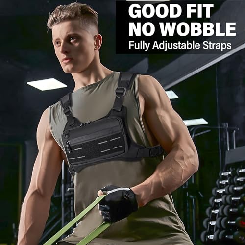 MOZETO Running Vest for Men with Reflective Back, Water Resistant Running Chest Pack For Workouts, Sports Phone Holder With Extra Storage, Lightweight Chest Bag - Image 5