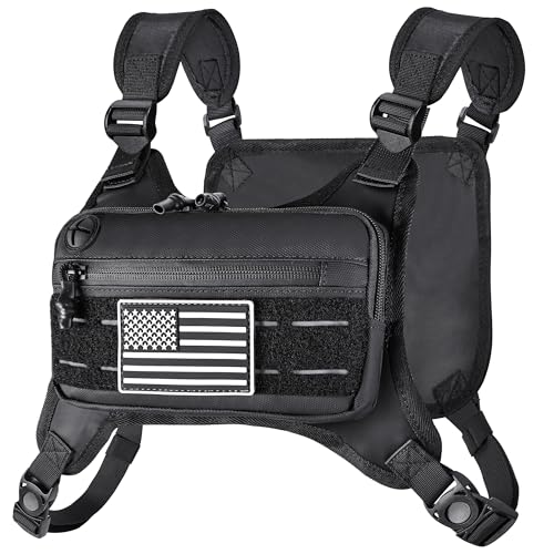 MOZETO Running Vest for Men with Reflective Back, Water Resistant Running Chest Pack For Workouts, Sports Phone Holder With Extra Storage, Lightweight Chest Bag - Image 1