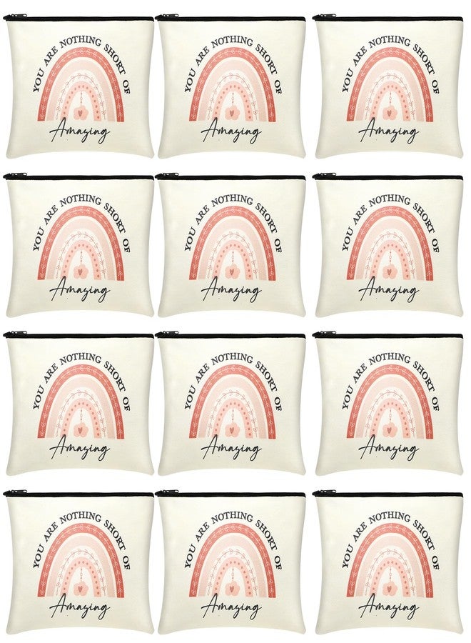 كوم مجموعة حقائب مكياج عيد الميلاد من كوم، 12 قطعة، هدايا للنساء، حقائب مكياج قماشية ملهمة لعيد الميلاد للفتيات، حقائب مكياج، هدايا تقدير للممرضات والمعلمات والمتطوعين والأصدقاء وزملاء العمل (رقيقة، وردية) - Image 1