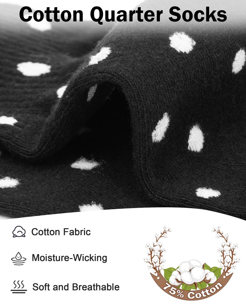 Darller 8 Pairs Cotton Ankle Socks for Women, Breathable Novelty Funny Striped Dot Casual Cute Dress Socks, A-Black Dot Stripes - Image 4