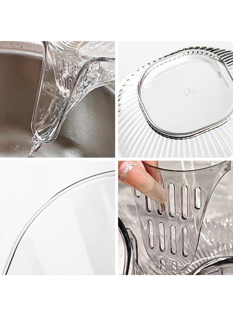 Zikra 2 Pcs Multi-Functional Drain Basket, 2024 New Drainage Basket Funnel, Household Kitchen Sink Food Catcher Drainer Fruit Rinser Vegetable Washing Filter Bowl over  (Transparent) - Image 3