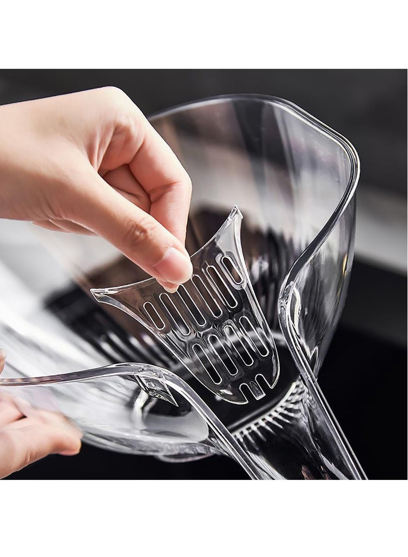 Zikra 2 Pcs Multi-Functional Drain Basket, 2024 New Drainage Basket Funnel, Household Kitchen Sink Food Catcher Drainer Fruit Rinser Vegetable Washing Filter Bowl over  (Transparent) - Image 2